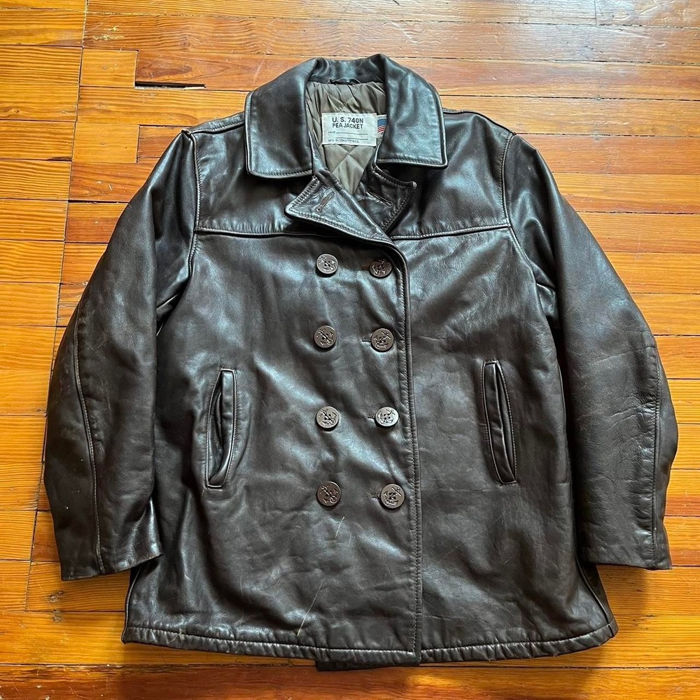 1990s Schott NYC 740N Leather Pea Coat size L
